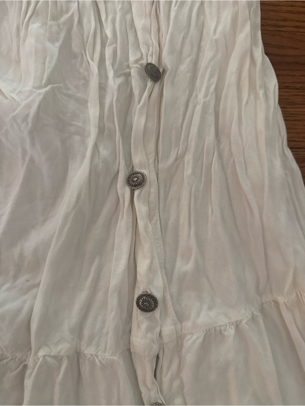 Vintage Rhythm Blue White Tiered Button-Trim Maxi Skirt small - Picture 2 of 6